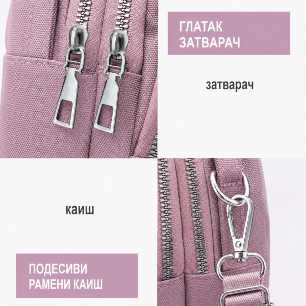 Mini najlonska torbica dimenzija 20x15 cm sada i u roze varijanti.