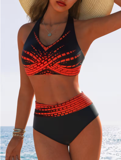 Sportski elegantan bikini sa visokim strukom — veličina l za plažu!