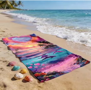 Шарени пешкир за плажу са делфинима — 90x180 cm!