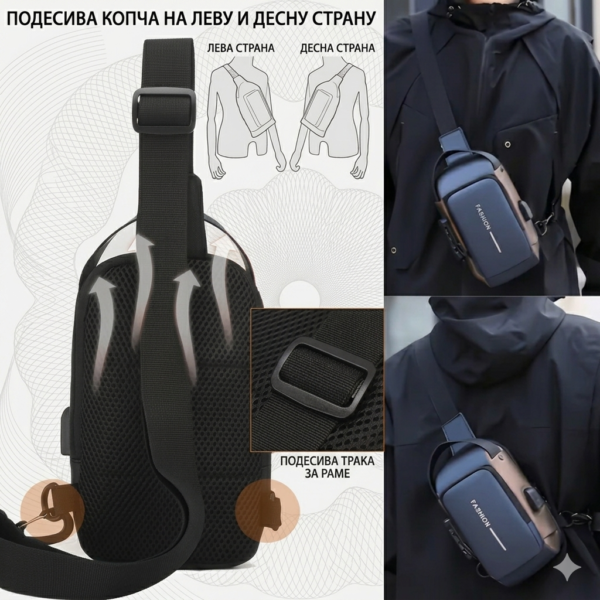 Мушка торба против крађе са шифром, 23х14х9цм
