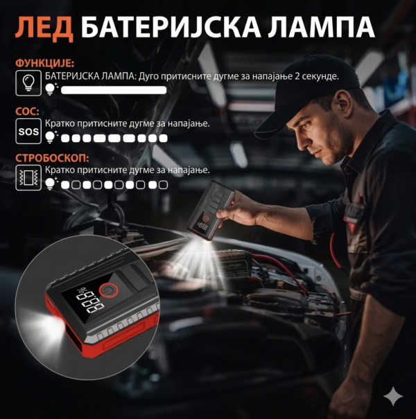 Starter za auto – brzo pokretanje i prikaz baterije