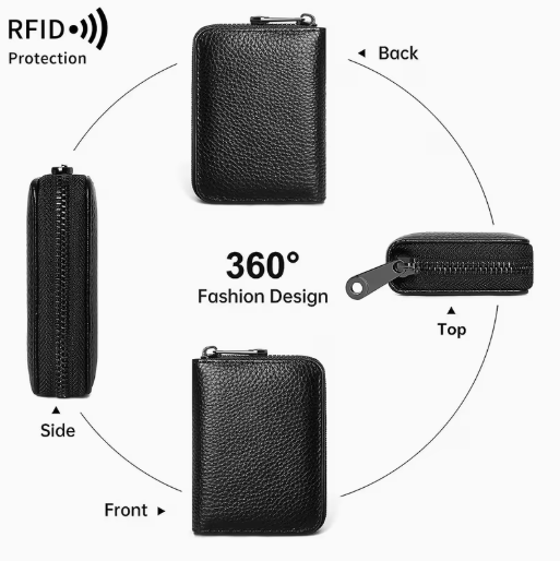 Браон новчаник од праве коже са сигурном rfid заштитом