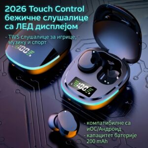 Gemini_Generated_Image_7fx61h7fx61h7fx6 Бежичне TWS слушалице „2026 Touch Control” са ЛЕД дисплејом, капацитетом батерије 200 mAh и компатибилношћу са iOS/Андроид уређајима за музику, спорт и игре!
