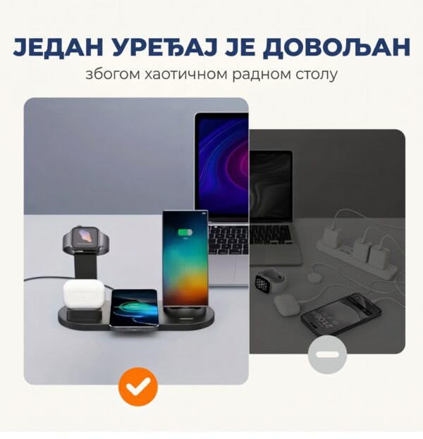 Gemini_Generated_Image_95erks95erks95er Практична 3 у 1 ротирајућа станица (360 степени) за истовремено бежично и УСБ-Ц пуњење телефона и слушалица, са наменским постољем за паметни сат!