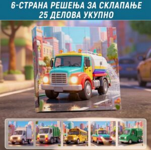 Gemini_Generated_Image_u6w1dcu6w1dcu6w1 Интерактивна магнетна слагалица „Magnetic Cube Puzzle” са 25 делова и 6 мотива градских возила за савршен спој едукације и забаве!
