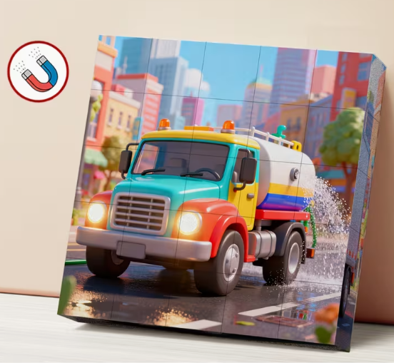 Интерактивна магнетна слагалица „Magnetic Cube Puzzle” са 25 делова и 6 мотива градских возила за савршен спој едукације и забаве!