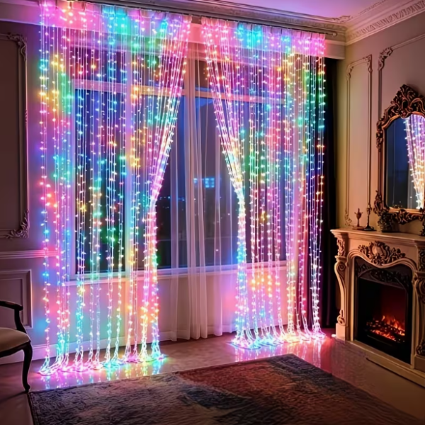 Вилинска завеса светла 300x200 cm са 200 LED вибебојних сијалица и 8 режима треперења на батеријски погон за чаробан амбијент у сваком простору!
