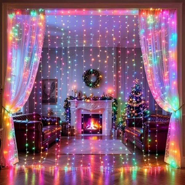 Вилинска завеса светла 300x200 cm са 200 LED вибебојних сијалица и 8 режима треперења на батеријски погон за чаробан амбијент у сваком простору!